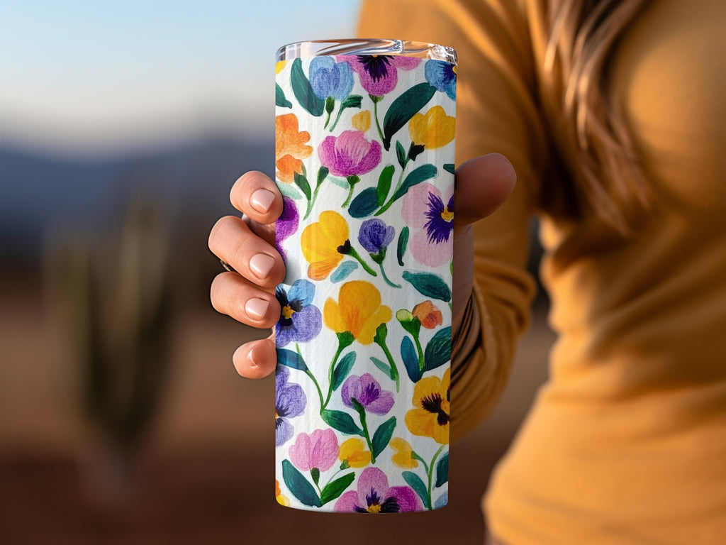 Colorful Floral Pattern Insulated Drinkware Tumbler