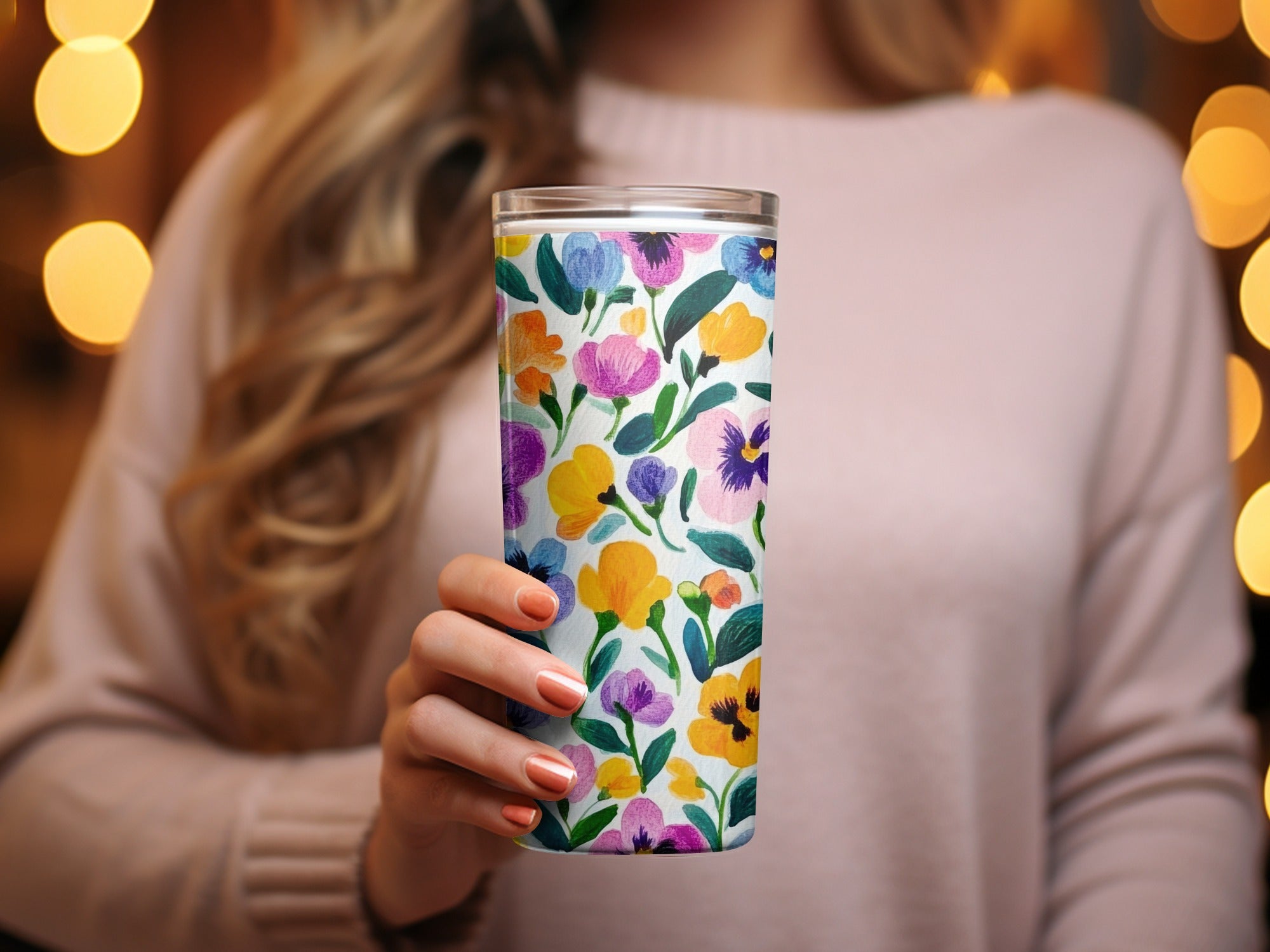 Vibrant Floral Insulated Travel Mug for Hot and Cold Drinks