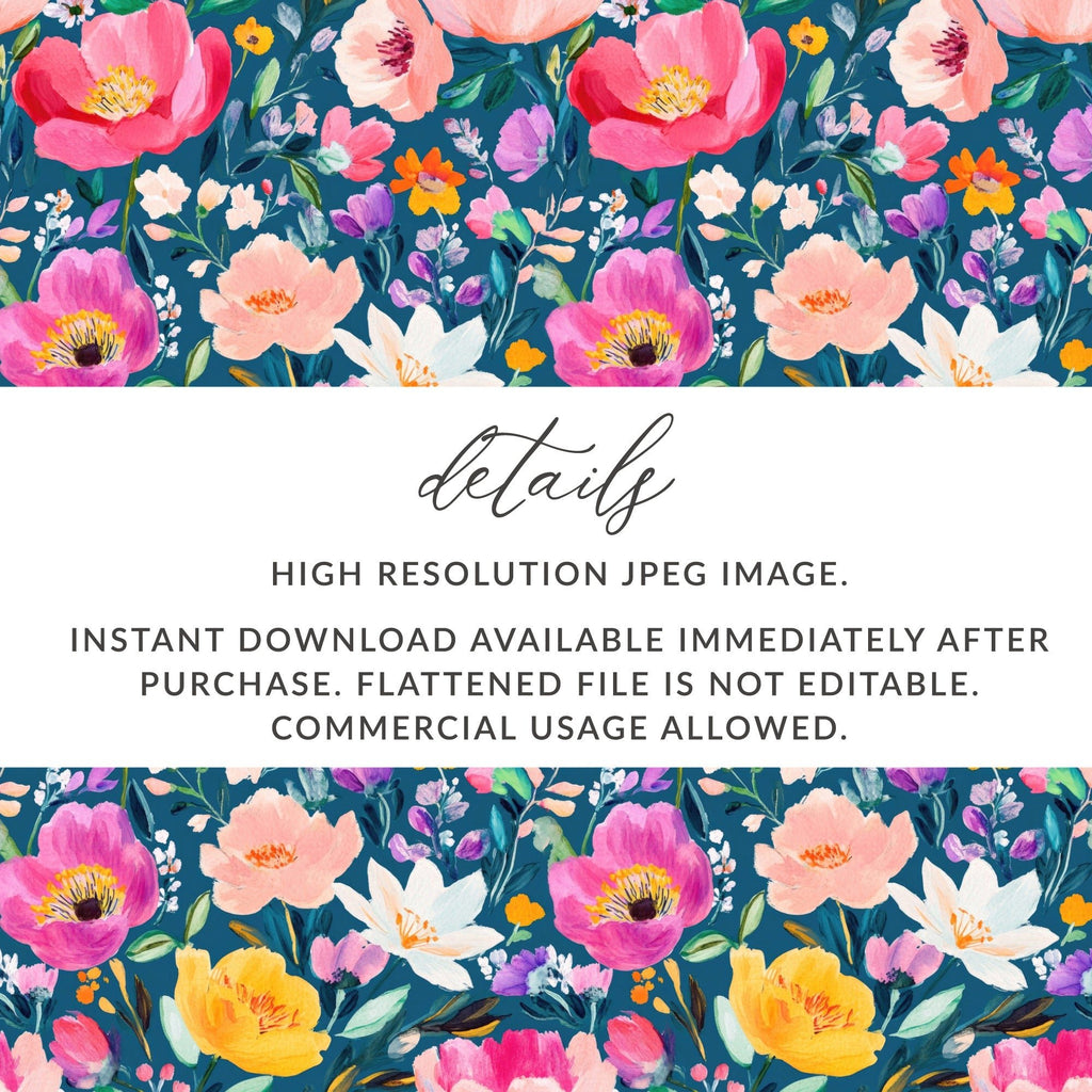 Floral Digital Paper, Watercolor Flower Pattern, Seamless Flower Design, Flower Background, Fabric Print, Scrapbook Paper, Digital - Moore and Mountain