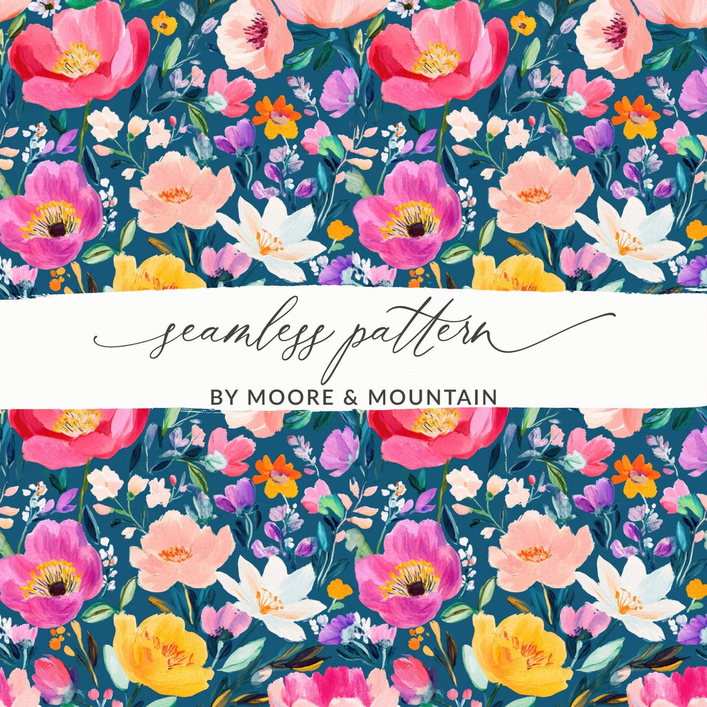 Floral Digital Paper, Watercolor Flower Pattern, Seamless Flower Design, Flower Background, Fabric Print, Scrapbook Paper, Digital - Moore and Mountain