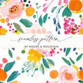 Floral Digital Paper, Watercolor Flower Pattern, Seamless Repeat Pattern, Digital Download for Fabric Design, Scrapbooking, Backgrounds - Moore and Mountain