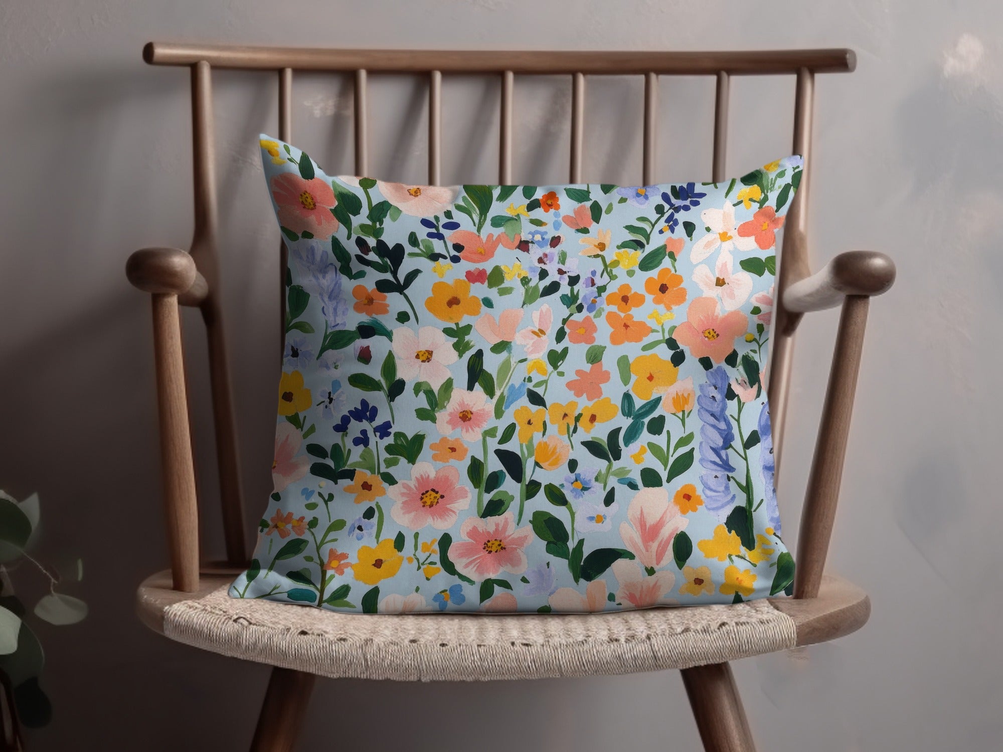Colorful Floral Pattern Decorative Pillow Cover