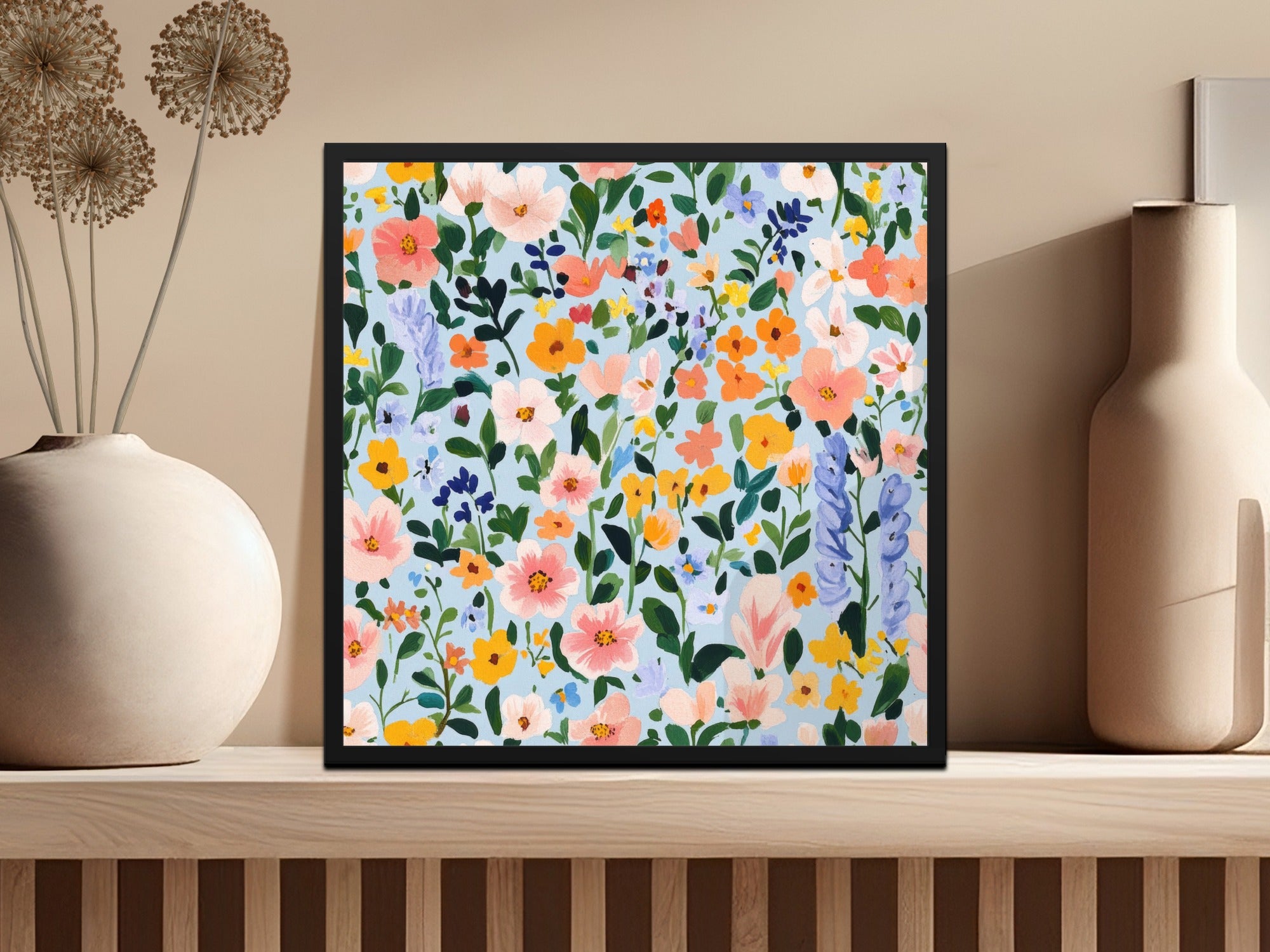Vibrant Floral Pattern Art Print for Home Decor