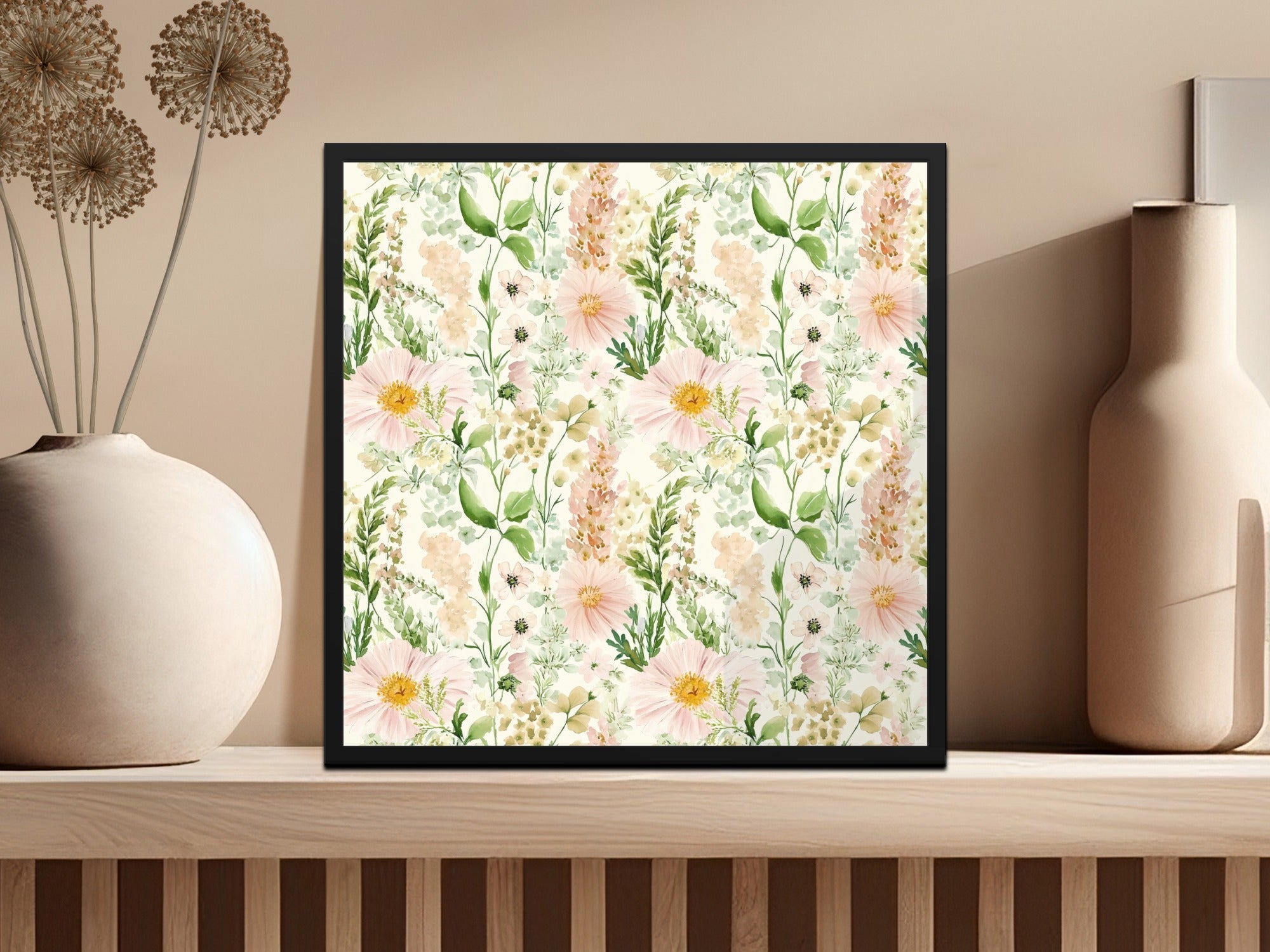 Floral Digital Paper, Watercolor Flowers Pattern, Seamless Floral Design, Pink Daisy Repeat Pattern, Delicate Floral Print for Digital - Moore and Mountain