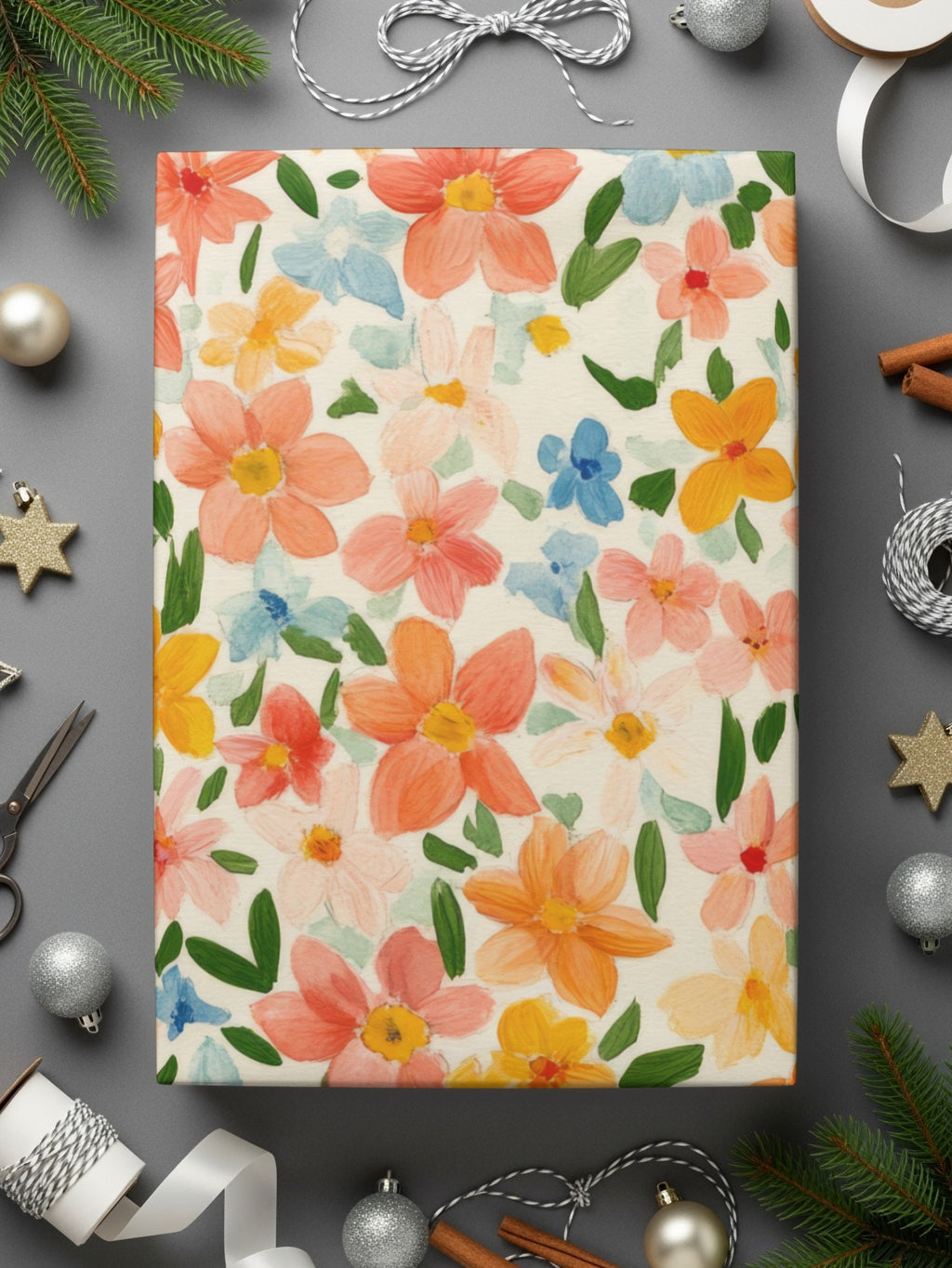 Colorful Floral Pattern Gift Wrapping Paper Product