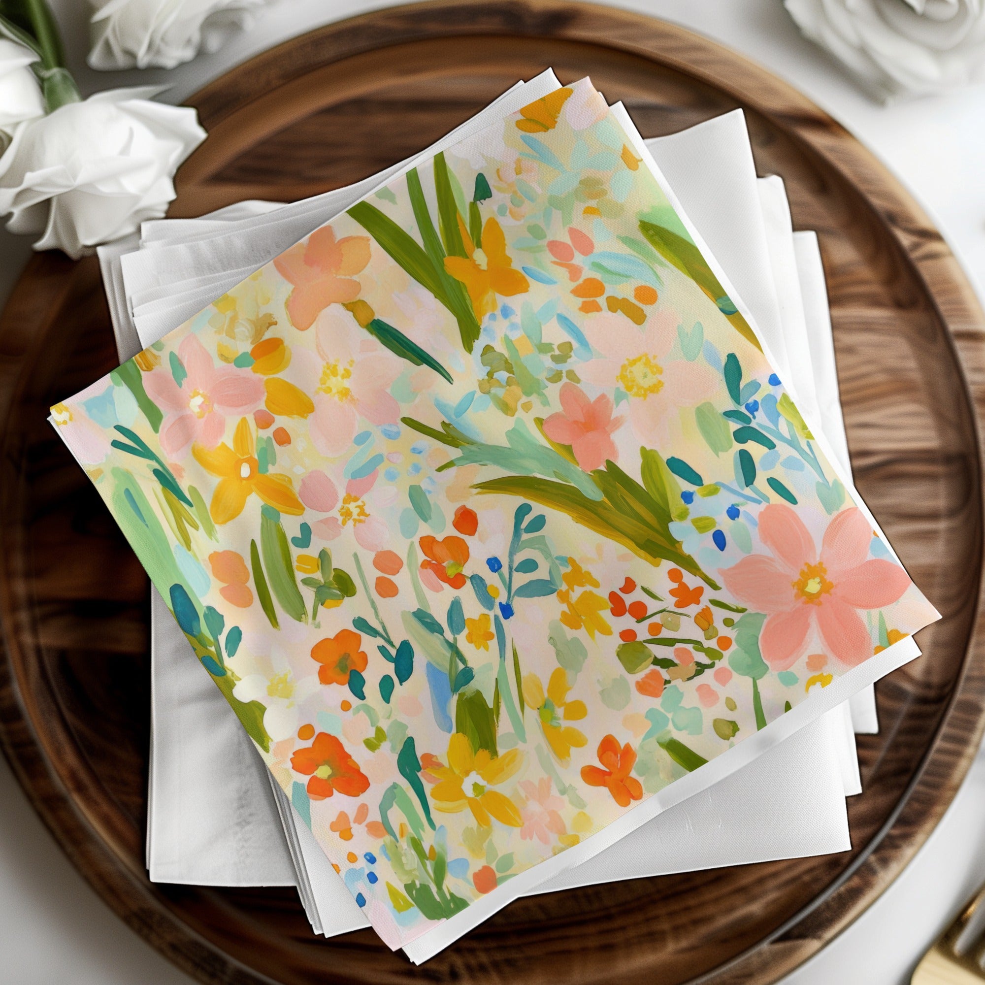 Colorful Floral Print Patterned Napkin Set