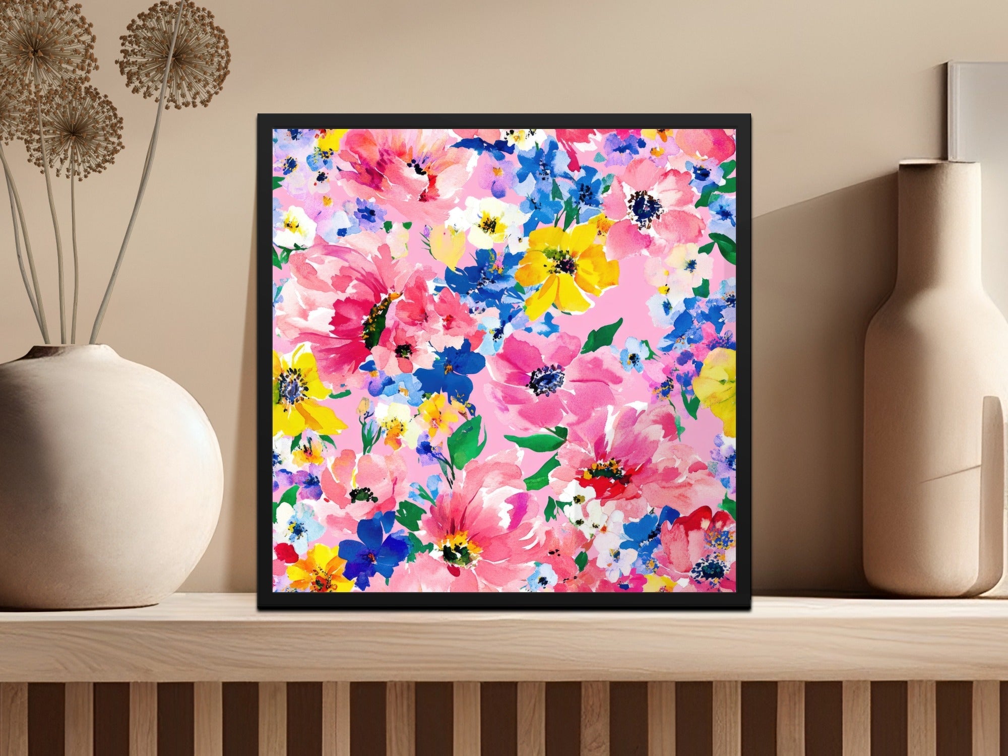 Floral Digital Paper, Watercolor Flowers Seamless Pattern, Colorful Floral Background, Pink Flower, Digital Download, Commercial Use - Moore and Mountain