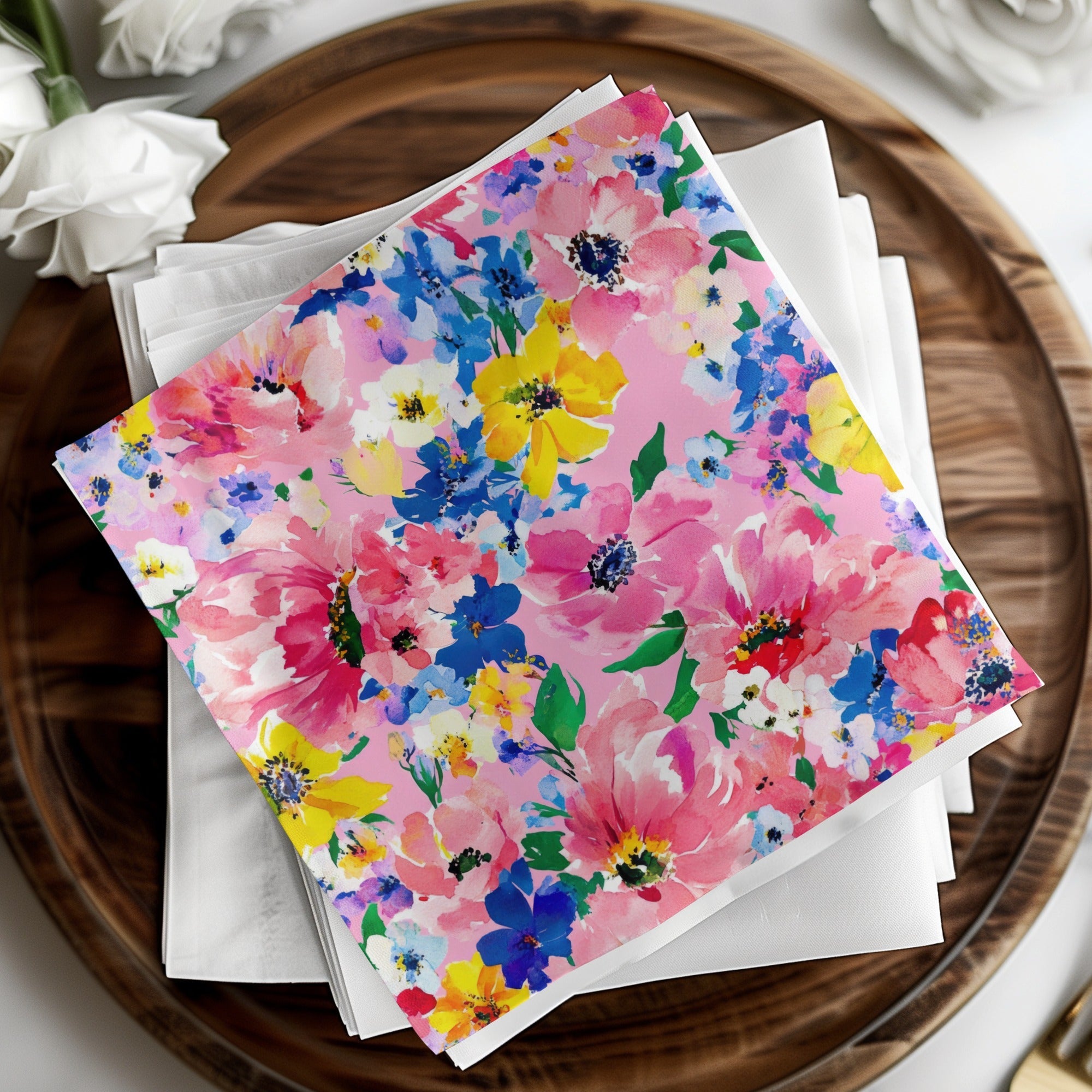 Floral Digital Paper, Watercolor Flowers Seamless Pattern, Colorful Floral Background, Pink Flower, Digital Download, Commercial Use - Moore and Mountain