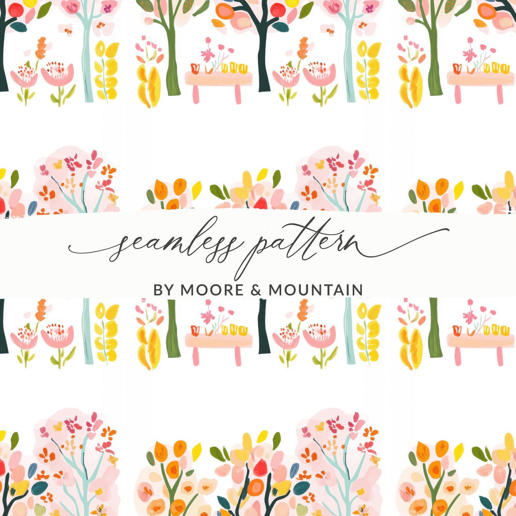 Floral Digital Paper, Watercolor Flowers, Seamless Pattern Digital, Spring Garden Design, Fabric Design, Scrapbooking, 12x12 JPEG - Moore and Mountain