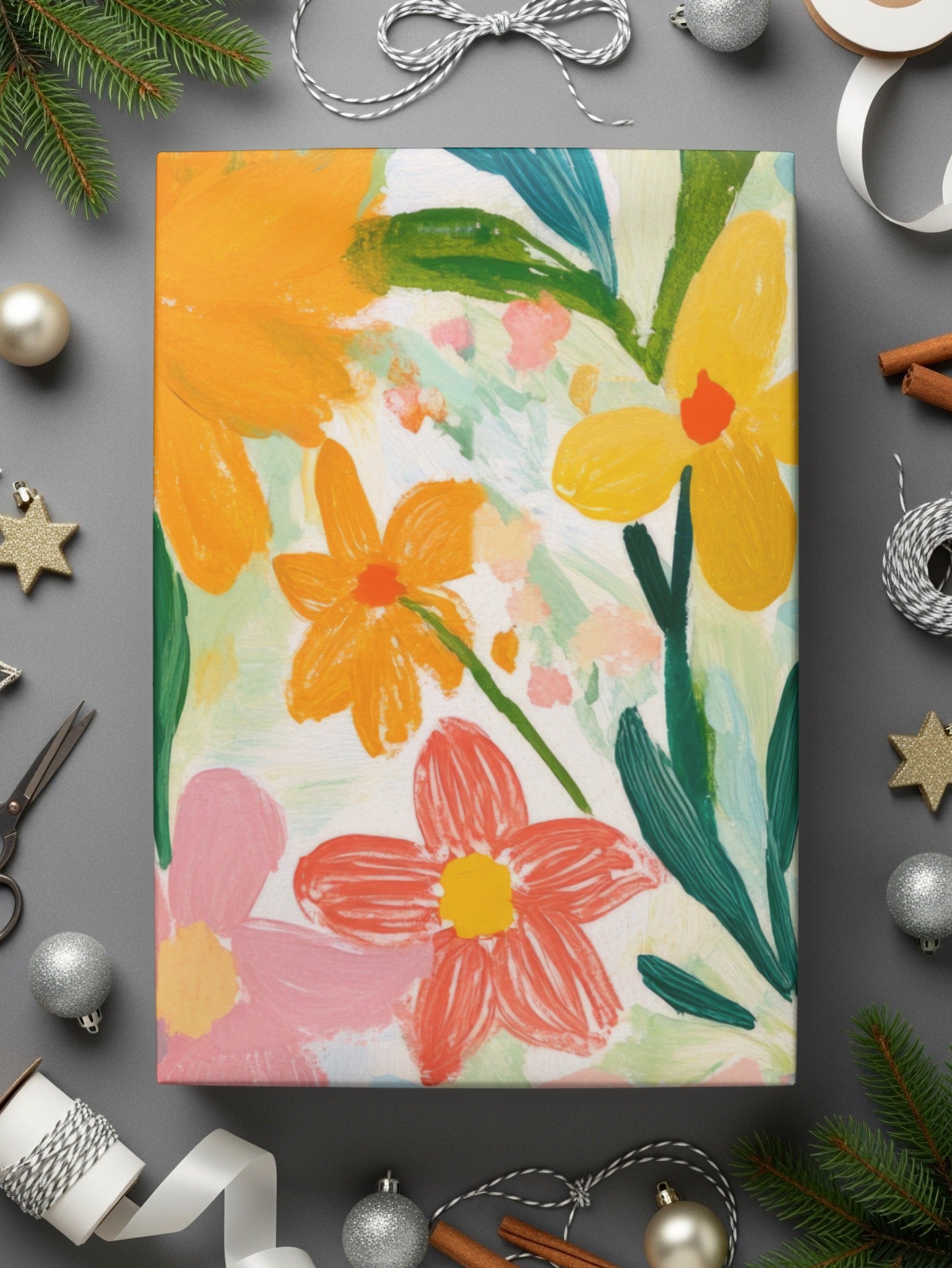Bright Floral Pattern Gift Wrap for Special Occasions