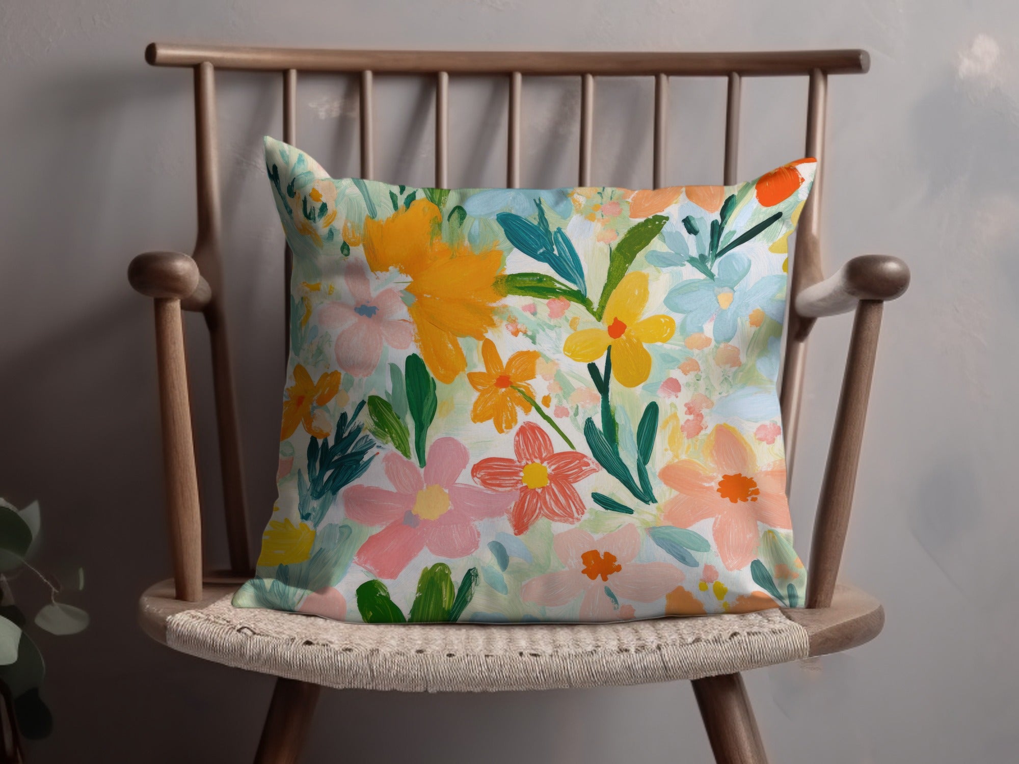 Colorful Floral Design Decorative Pillow Cover