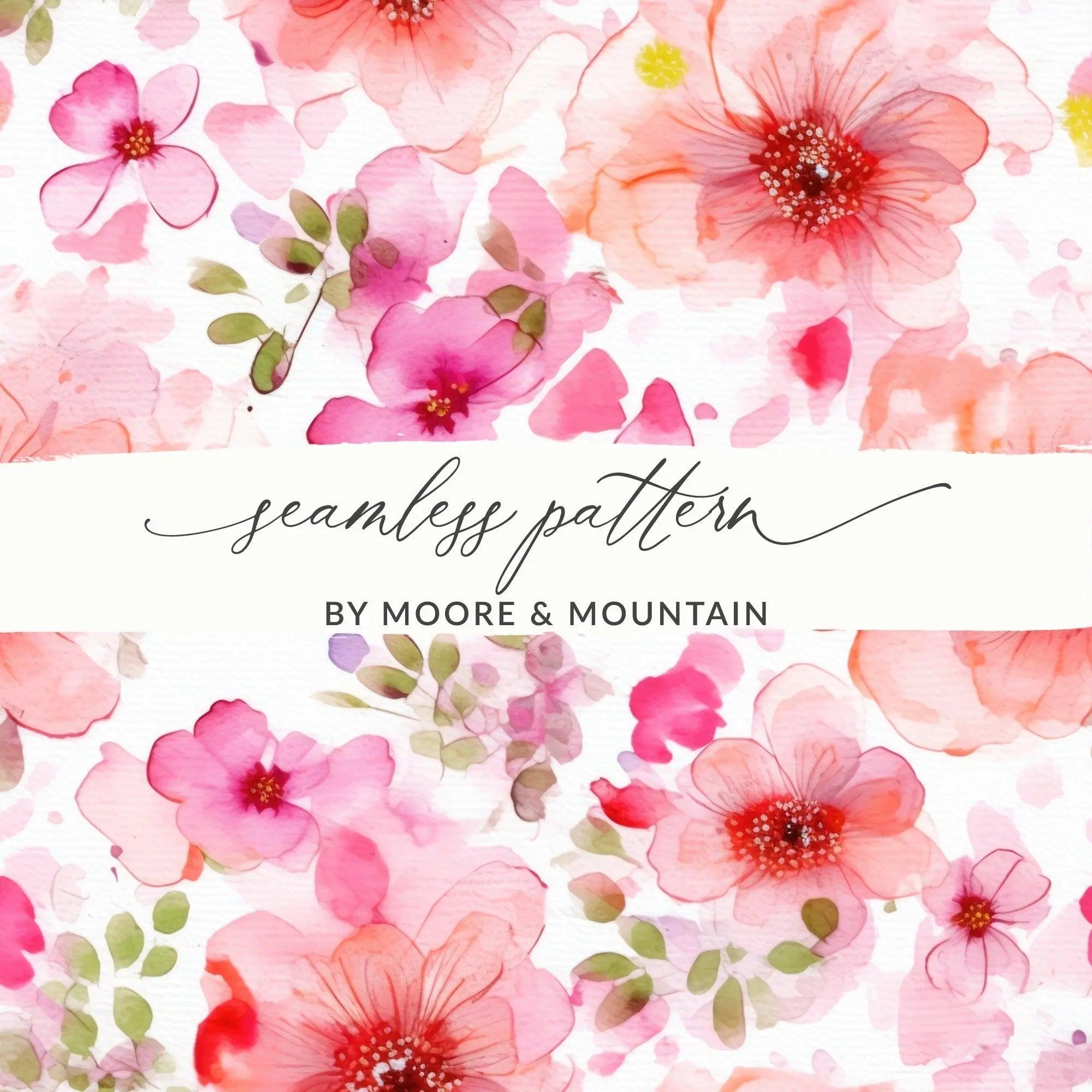 Floral Digital Paper, Watercolor Flowers, Seamless Pattern, Repeating Design, Scrapbook Paper, Fabric Design, Digital Background - Moore and Mountain