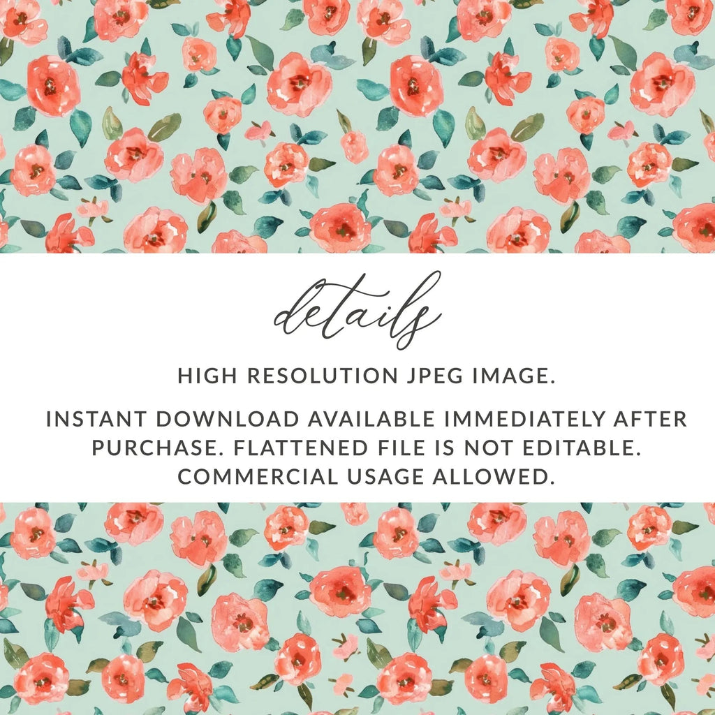 Floral Digital Paper, Watercolor Roses Pattern, Seamless Flower Design, Commercial Use Background, Spring Digital Download, Fabric Design - Moore and Mountain