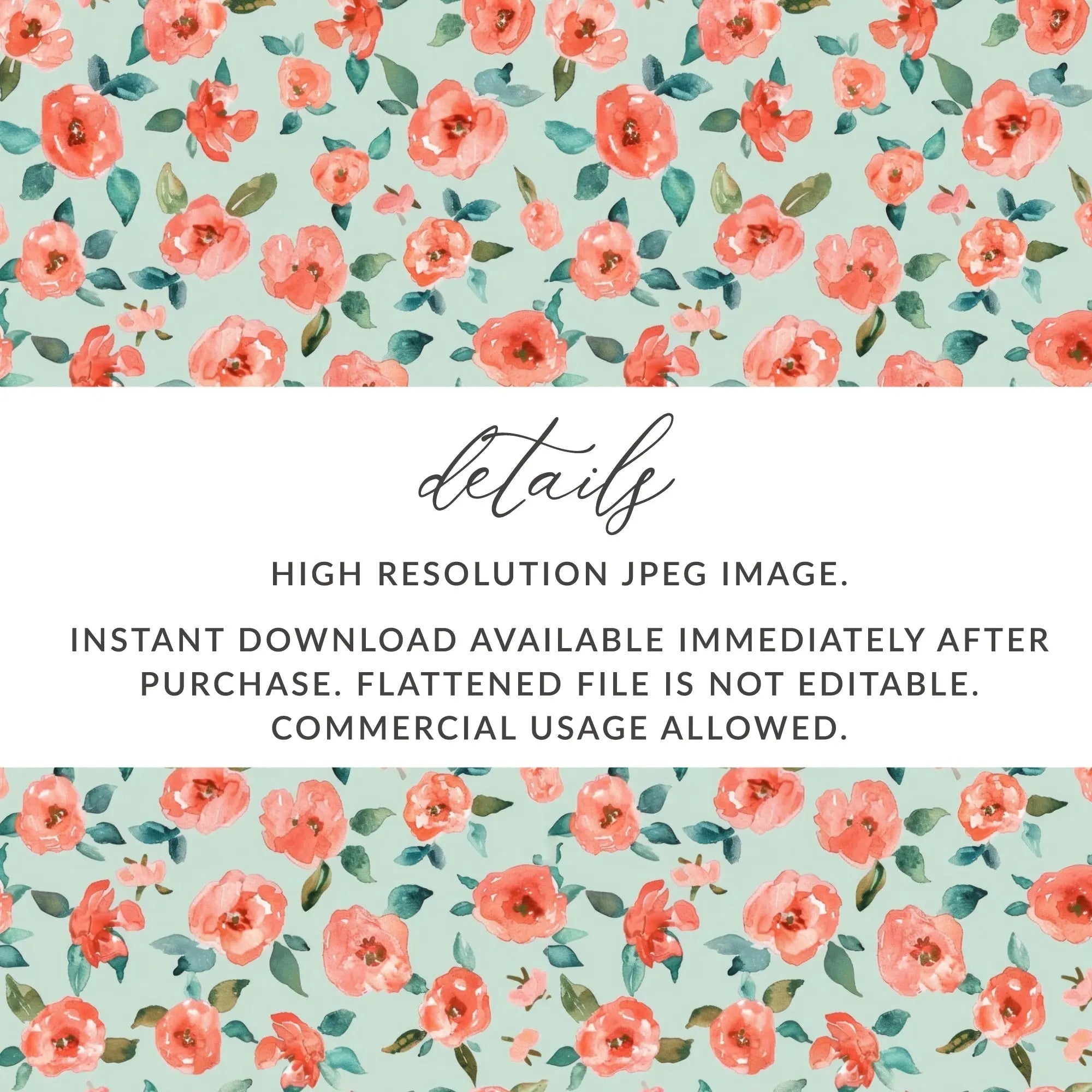 Floral Digital Paper, Watercolor Roses Pattern, Seamless Flower Design, Commercial Use Background, Spring Digital Download, Fabric Design - Moore and Mountain