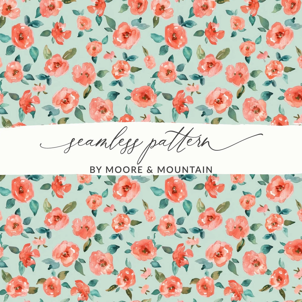 Floral Digital Paper, Watercolor Roses Pattern, Seamless Flower Design, Commercial Use Background, Spring Digital Download, Fabric Design - Moore and Mountain