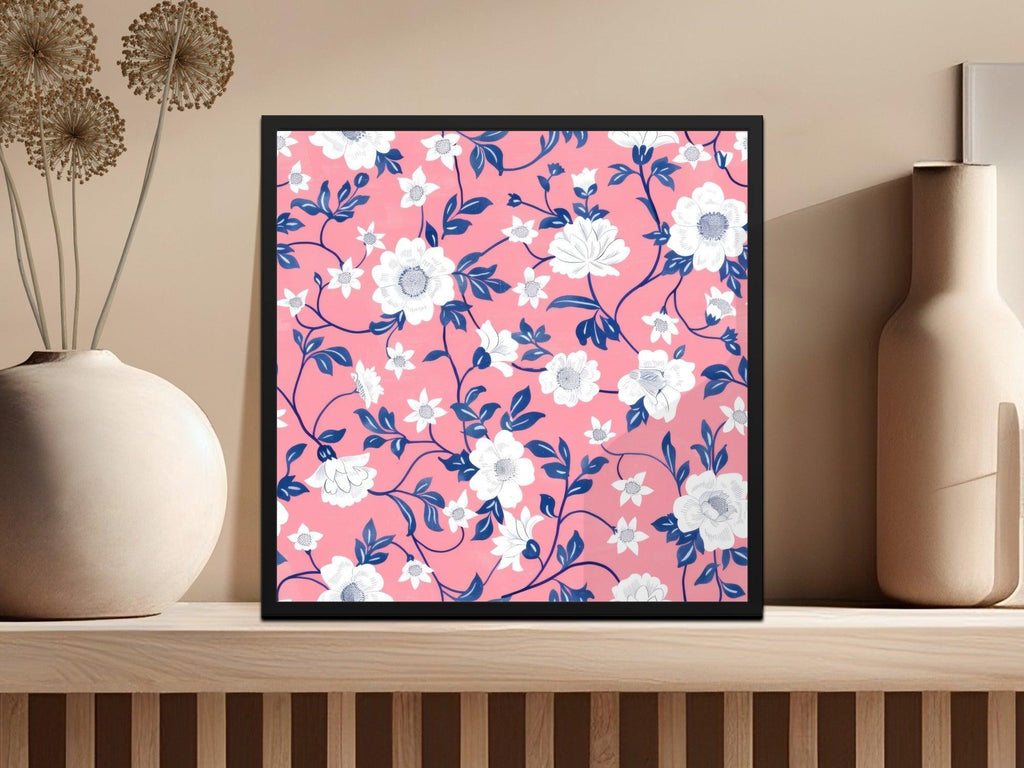 Floral Digital Paper, White Flowers Pattern, Pink Seamless Pattern, Botanical Digital Print, Fabric Design, Scrapbook Paper, Floral Art - Moore and Mountain