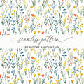 Floral Digital Paper, Wildflower Seamless Pattern, Botanical Print, Colorful Flowers, Fabric Design, Scrapbooking Paper, Digital Download - Moore and Mountain