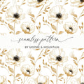 Floral Digital Pattern, Gold Flowers, Seamless Design, Printable Background, Flower Pattern Digital Paper, Botanical Pattern Digital - Moore and Mountain