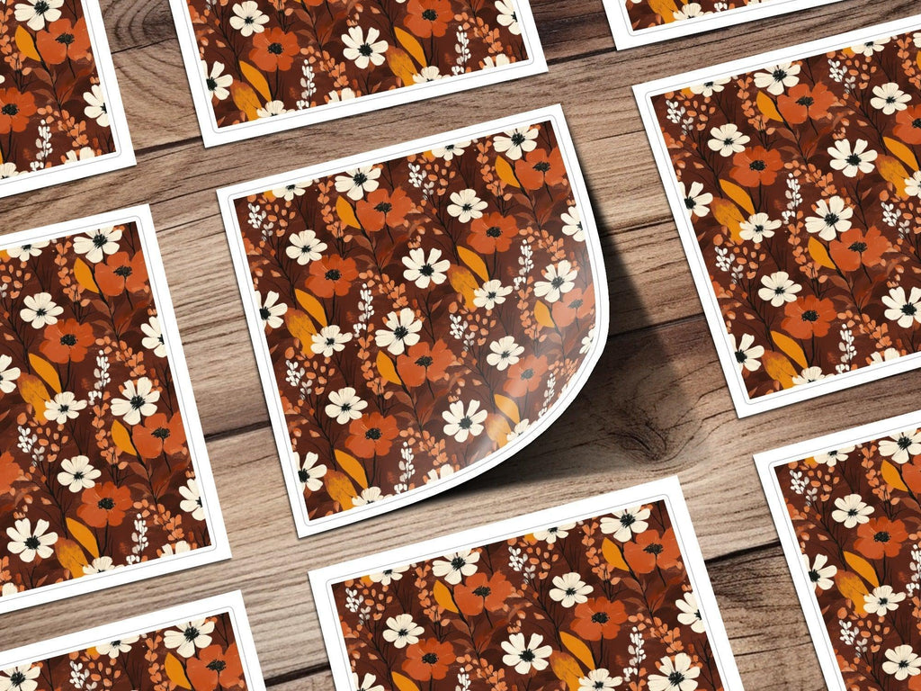 Floral Digital Seamless Pattern, Autumn Flowers, Brown Background, Fabric Design, Paper Craft, Printable, Scrapbooking, Commercial Use - Moore and Mountain