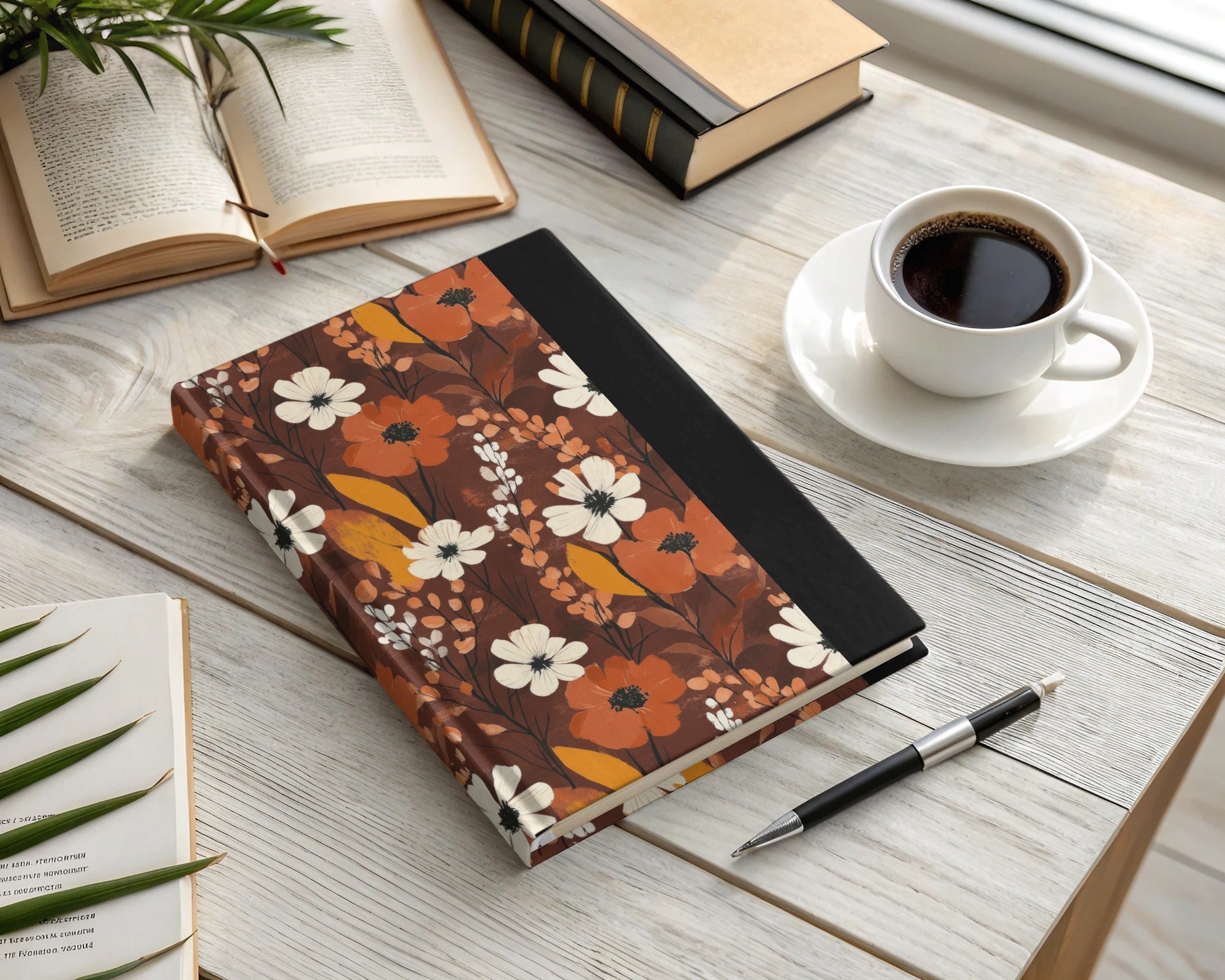 Floral Digital Seamless Pattern, Autumn Flowers, Brown Background, Fabric Design, Paper Craft, Printable, Scrapbooking, Commercial Use - Moore and Mountain