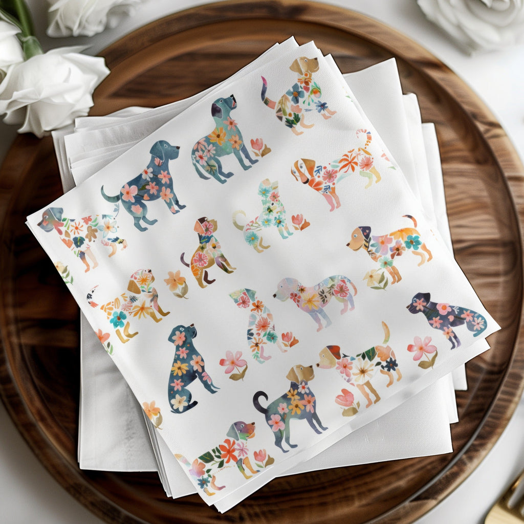 Floral Dogs Digital Paper, Watercolor Puppies Pattern, Spring Seamless Dogs Art, Cute Animal Print, Baby Fabric Design, Pet Illustration - Moore and Mountain