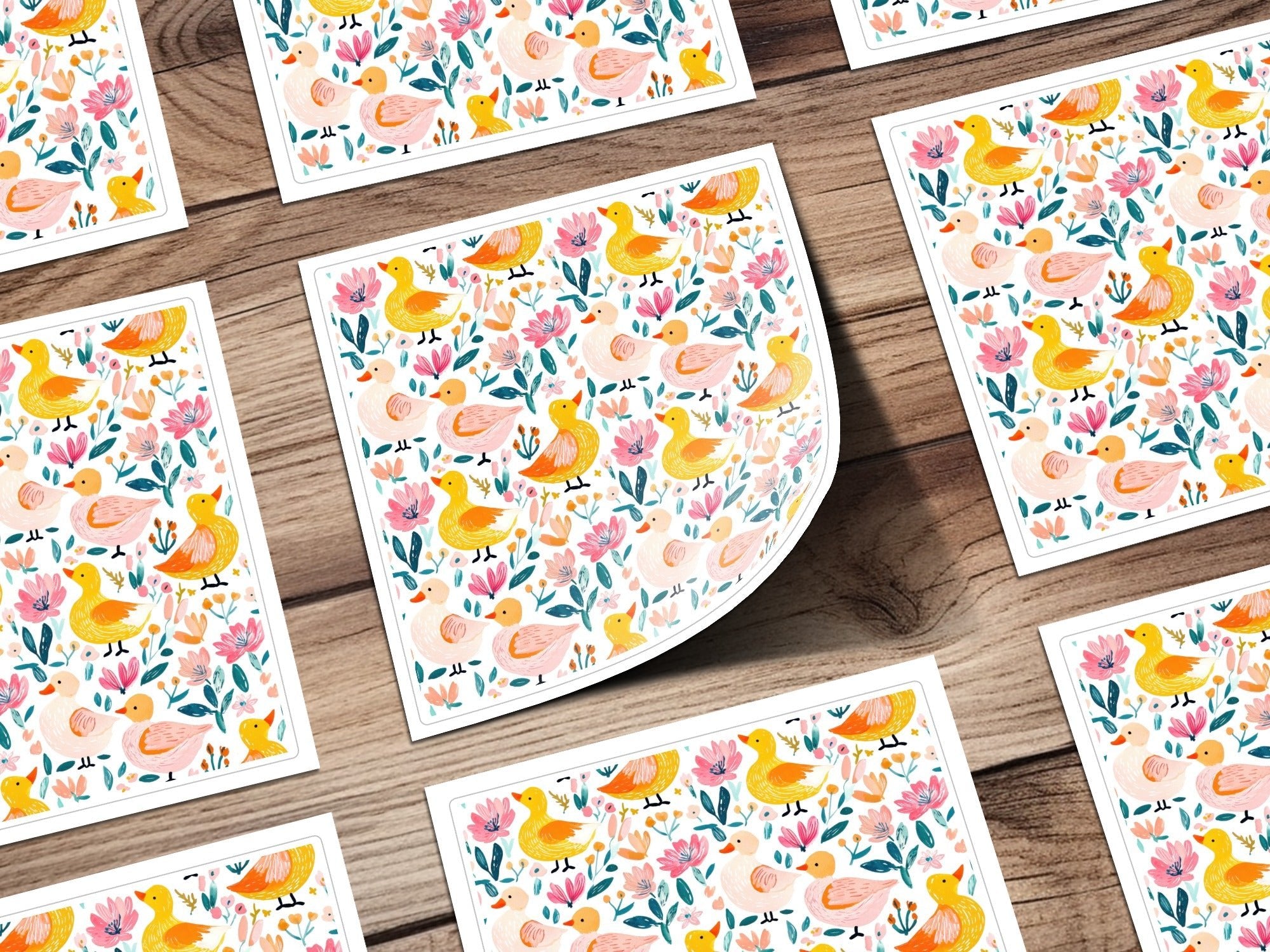 Floral Duck Digital Paper, Seamless Pattern Download, Fabric Design, Scrapbooking Paper, Cute Ducks and Flowers, Digital Files - Moore and Mountain
