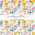 Floral Duck Digital Paper, Seamless Pattern Download, Fabric Design, Scrapbooking Paper, Cute Ducks and Flowers, Digital Files - Moore and Mountain
