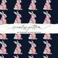 Floral Easter Bunny Silhouette Seamless Pattern Digital - Moore and Mountain