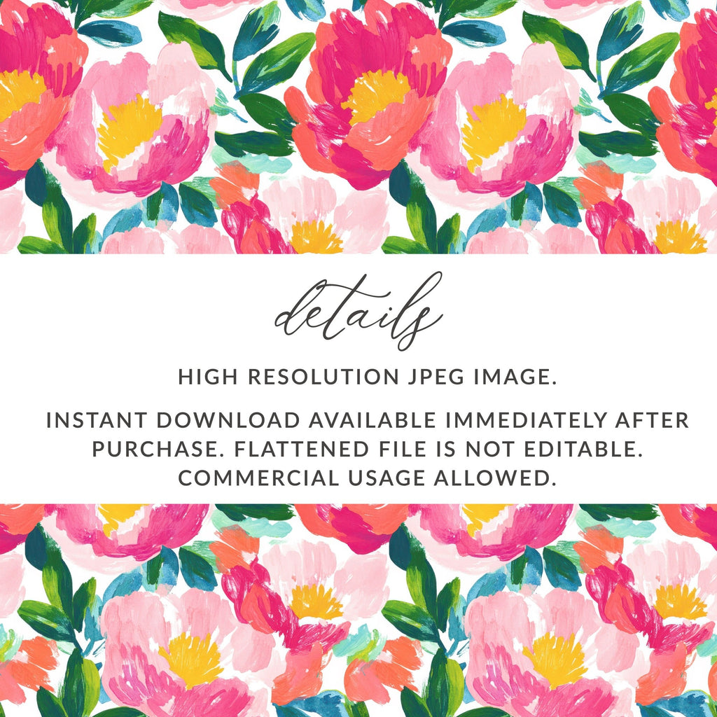 Floral Explosion Vibrant Brushstrokes Artistic Design Digital Seamless Pink Peonies Pattern Background - Moore and Mountain