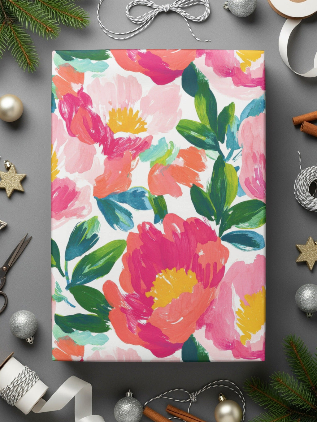 Floral Explosion Vibrant Brushstrokes Artistic Design Digital Seamless Pink Peonies Pattern Background - Moore and Mountain