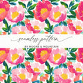 Floral Explosion Vibrant Brushstrokes Artistic Design Digital Seamless Pink Peonies Pattern Background - Moore and Mountain