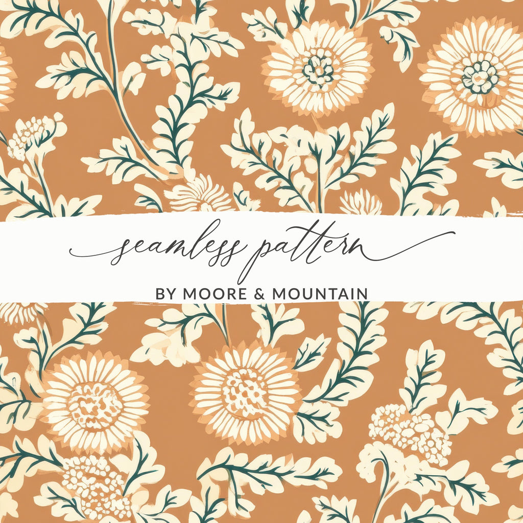 Floral Flourish Indian Motif Seamless Pattern Design - Moore and Mountain