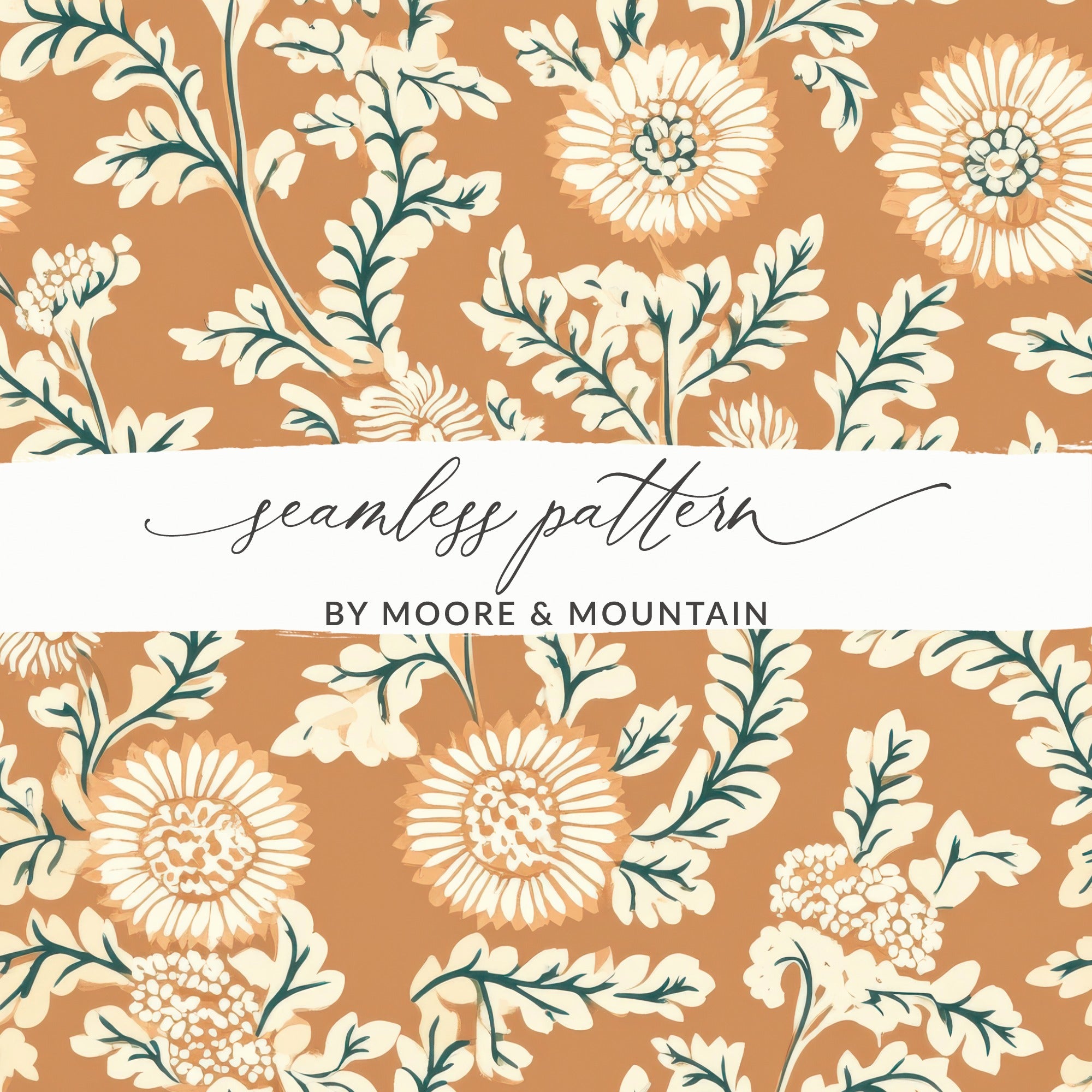 Floral Flourish Indian Motif Seamless Pattern Design - Moore and Mountain
