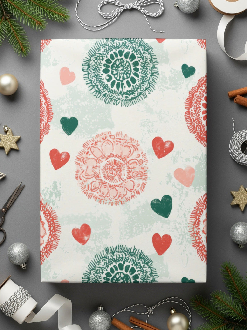 Floral Heart Digital Paper, Seamless Pattern, Flower Digital Download, Scrapbook Paper, Fabric Design, Valentine's Day Pattern - Moore and Mountain
