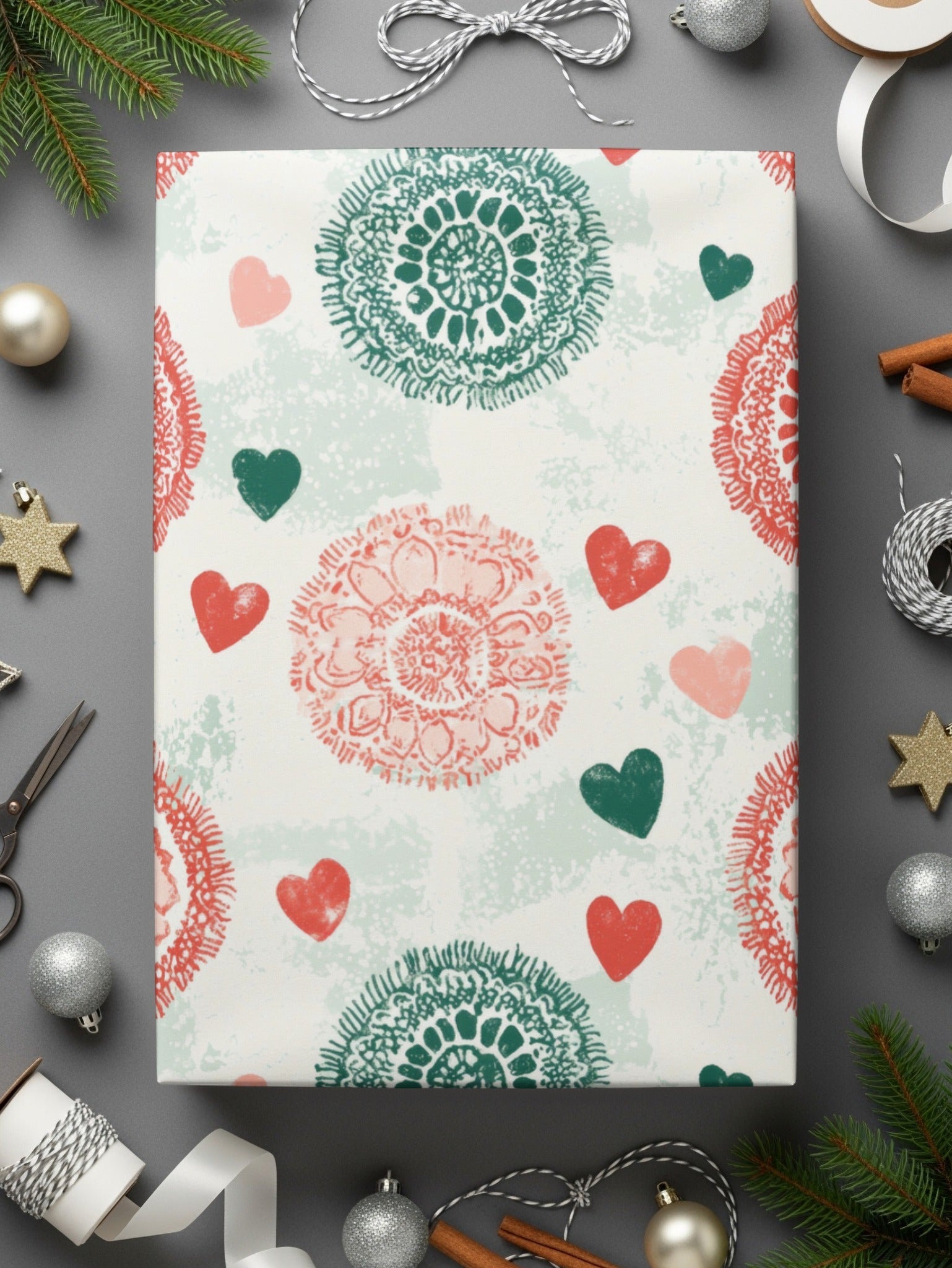 Floral Heart Digital Paper, Seamless Pattern, Flower Digital Download, Scrapbook Paper, Fabric Design, Valentine's Day Pattern - Moore and Mountain