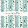 Floral Heart Digital Paper, Seamless Pattern, Painted Flower Digital, Blue Pink Green Digital Download, Spring Summer Pattern - Moore and Mountain