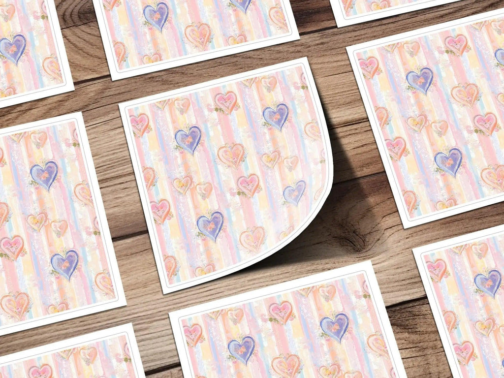 Floral Heart Digital Seamless Pattern, Pastel Colors Digital Paper Pack, Romantic Heart Backgrounds, Repeating Heart Print Digital - Moore and Mountain