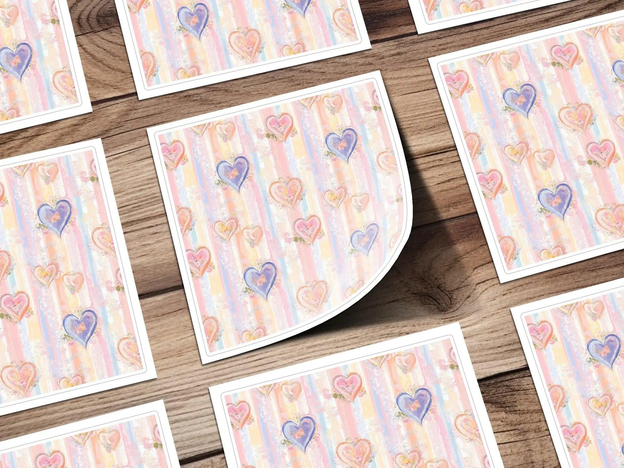 Floral Heart Digital Seamless Pattern, Pastel Colors Digital Paper Pack, Romantic Heart Backgrounds, Repeating Heart Print Digital - Moore and Mountain