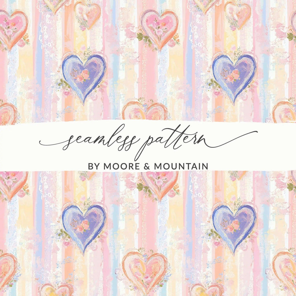 Floral Heart Digital Seamless Pattern, Pastel Colors Digital Paper Pack, Romantic Heart Backgrounds, Repeating Heart Print Digital - Moore and Mountain
