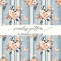 Floral Hearts Digital Paper, Seamless Pattern, Valentine's Day, Light Blue Texture, Romantic Design, Digital Download - Moore and Mountain