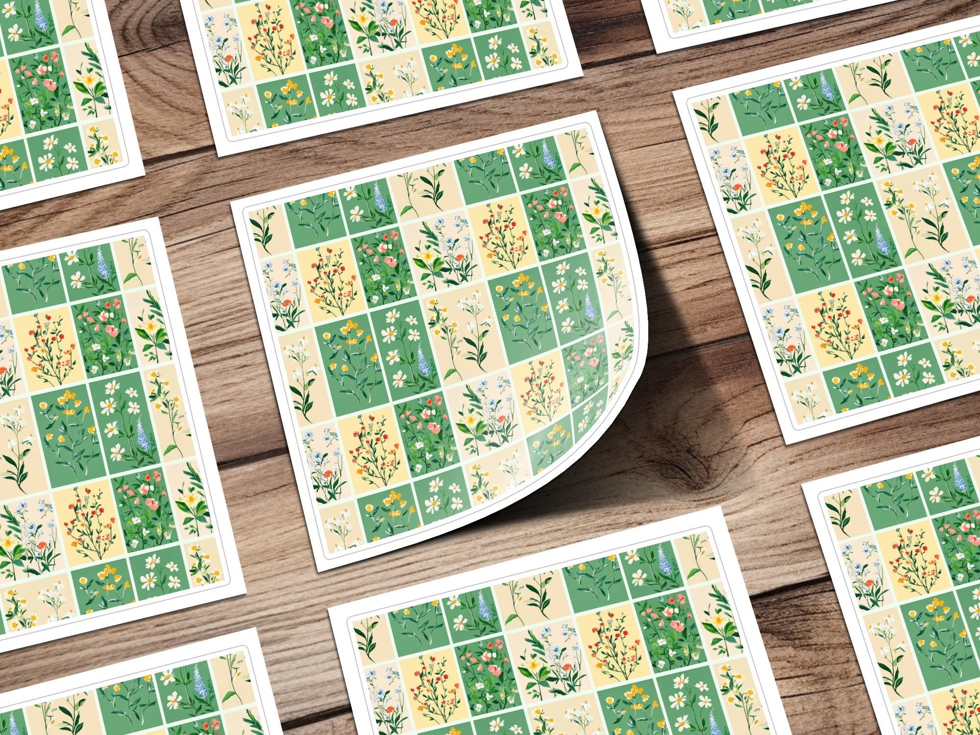 Floral Patchwork Background Grid of Flowers, Colorful Floral Pattern Squares Seamless Design Surface - Moore and Mountain