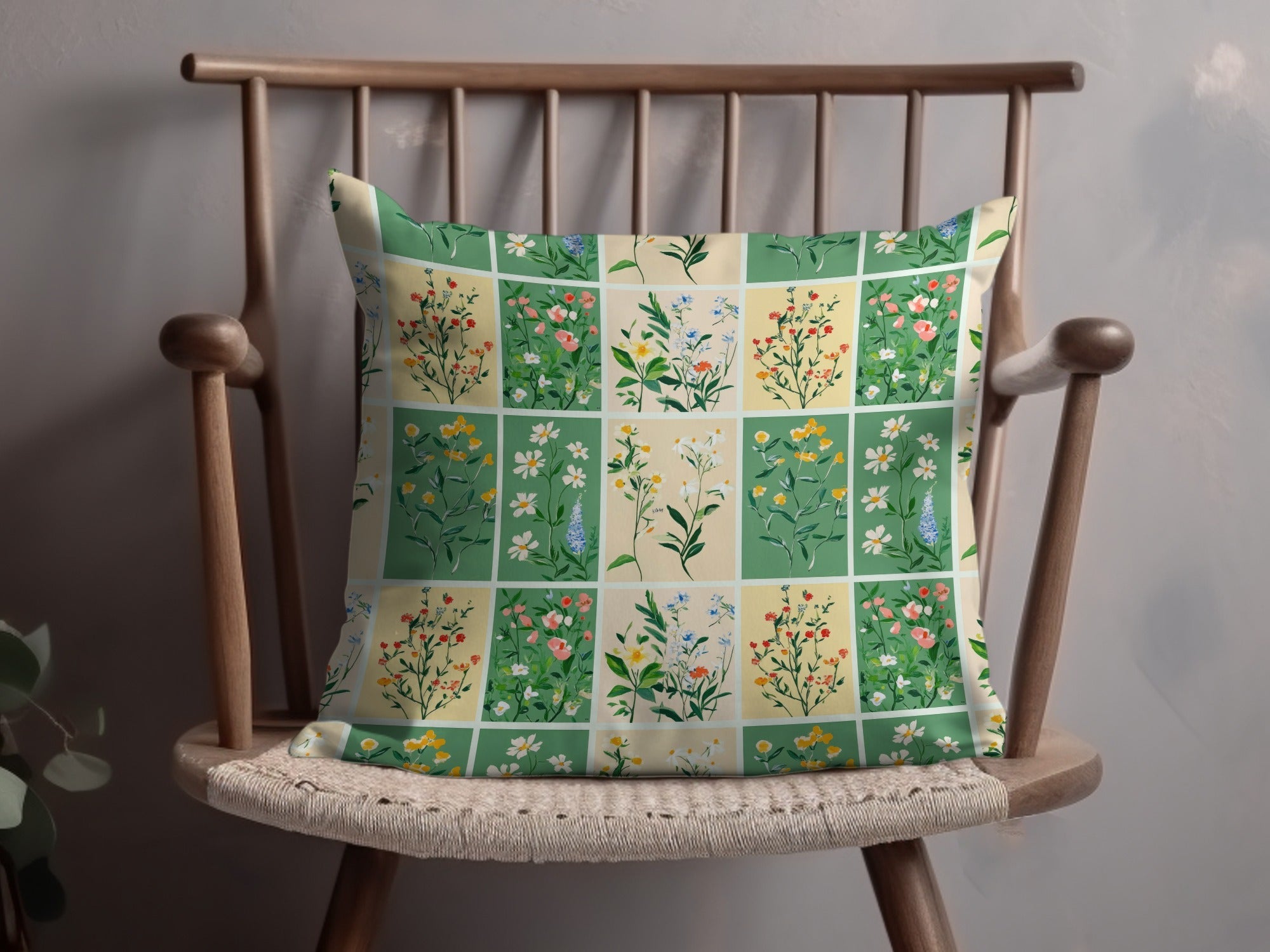 Floral Patchwork Background Grid of Flowers, Colorful Floral Pattern Squares Seamless Design Surface - Moore and Mountain