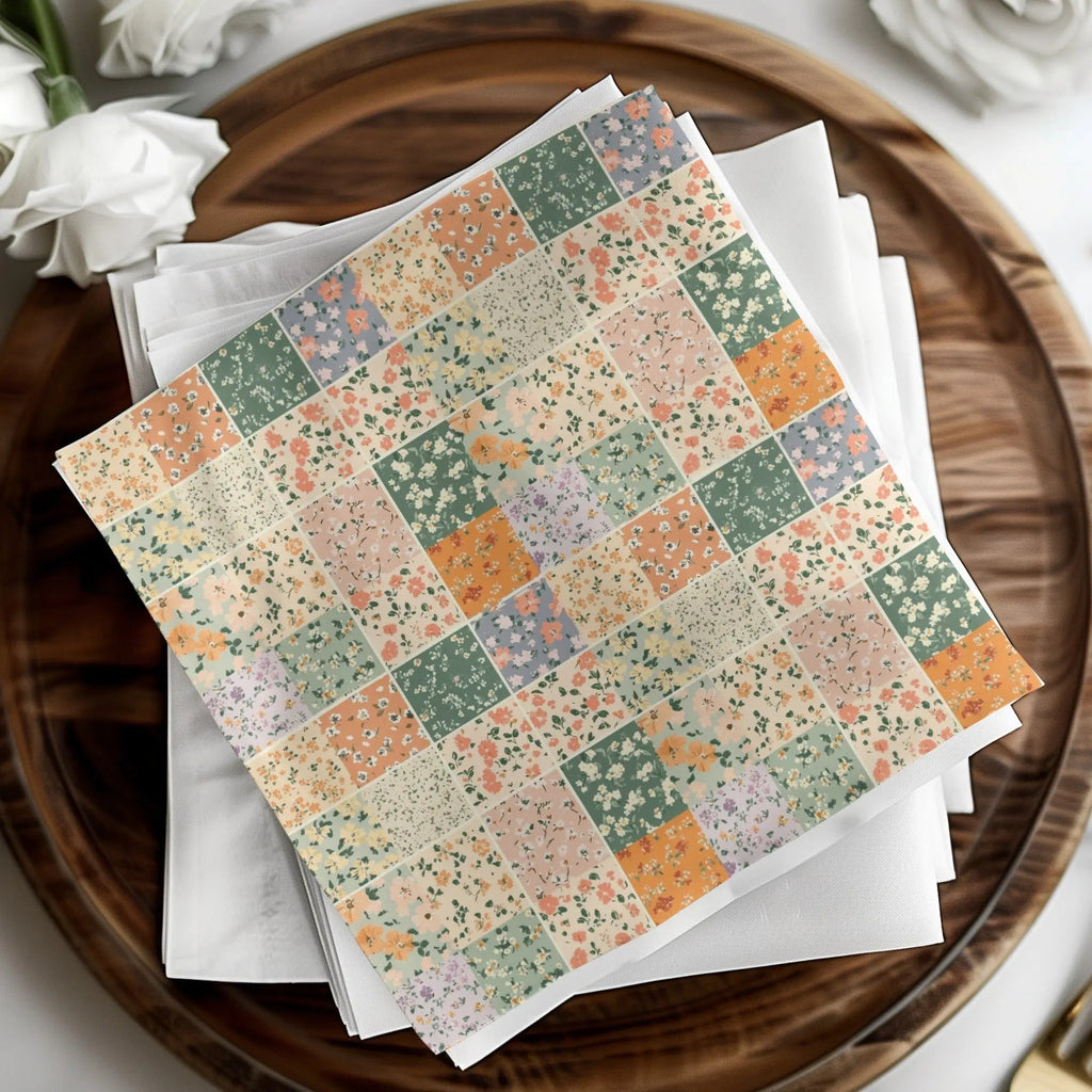 Floral Patchwork Digital Paper, Small Flower Pattern, Cute Fabric Texture, Seamless Tileable Background, Scrapbooking, DIY Crafts - Moore and Mountain