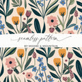 Floral Pattern, Digital Download, Flower Seamless Pattern, Botanical Design, Scrapbooking Paper, Floral Fabric Design, Repeat Pattern - Moore and Mountain