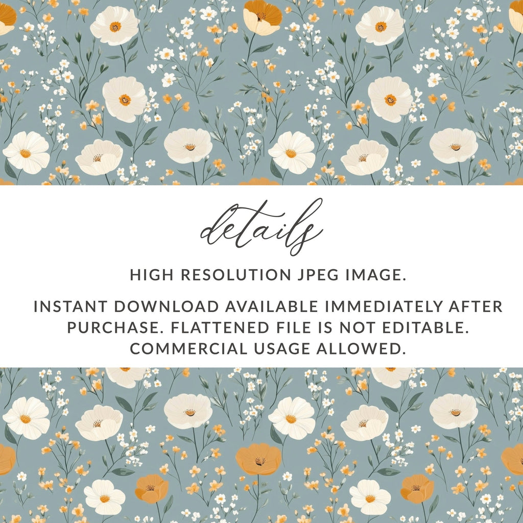 Floral Pattern Digital Download, Seamless Flower Design, Botanical Print, Repeating Pattern, Fabric Design, Scrapbooking Paper, Surface - Moore and Mountain