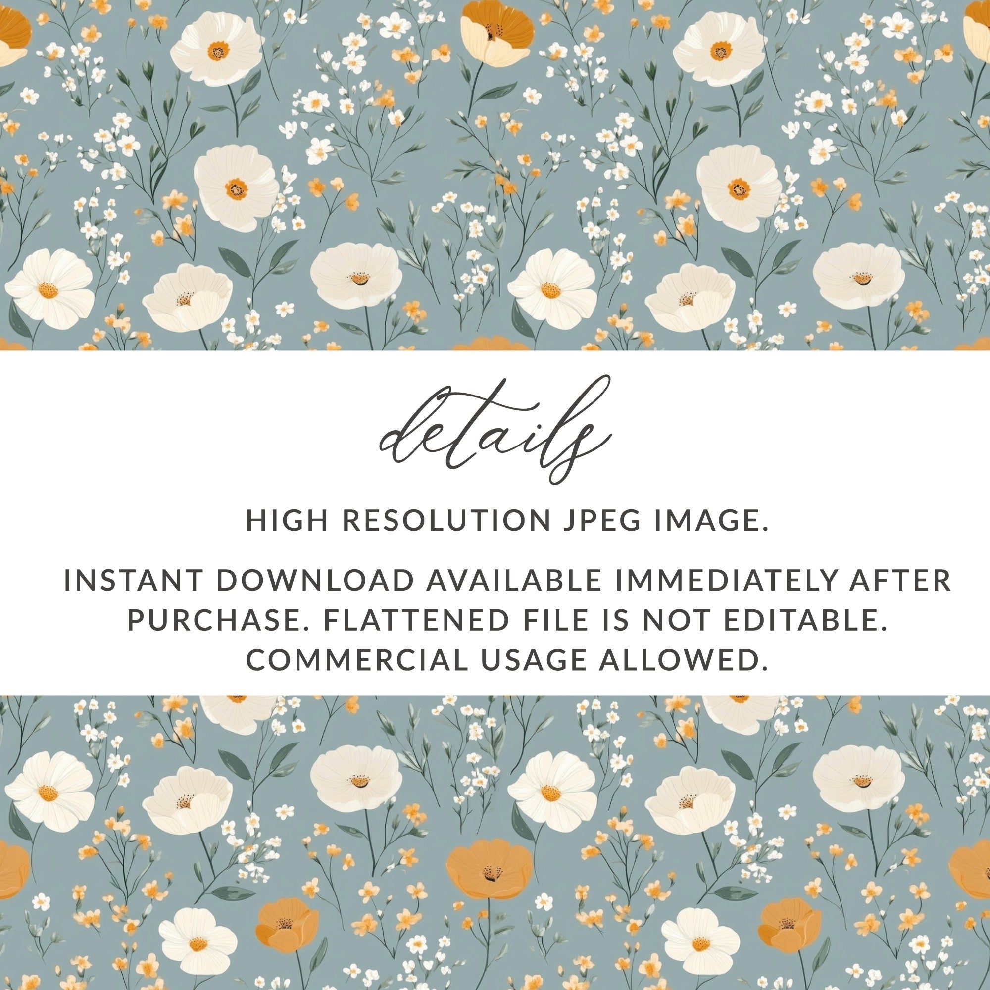 Floral Pattern Digital Download, Seamless Flower Design, Botanical Print, Repeating Pattern, Fabric Design, Scrapbooking Paper, Surface - Moore and Mountain