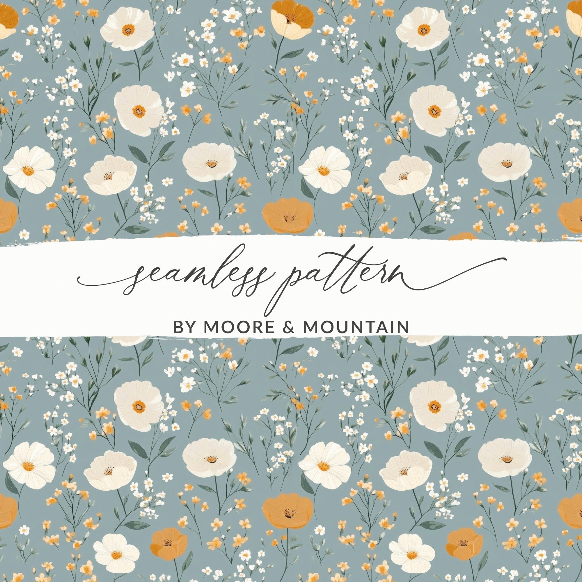 Floral Pattern Digital Download, Seamless Flower Design, Botanical Print, Repeating Pattern, Fabric Design, Scrapbooking Paper, Surface - Moore and Mountain