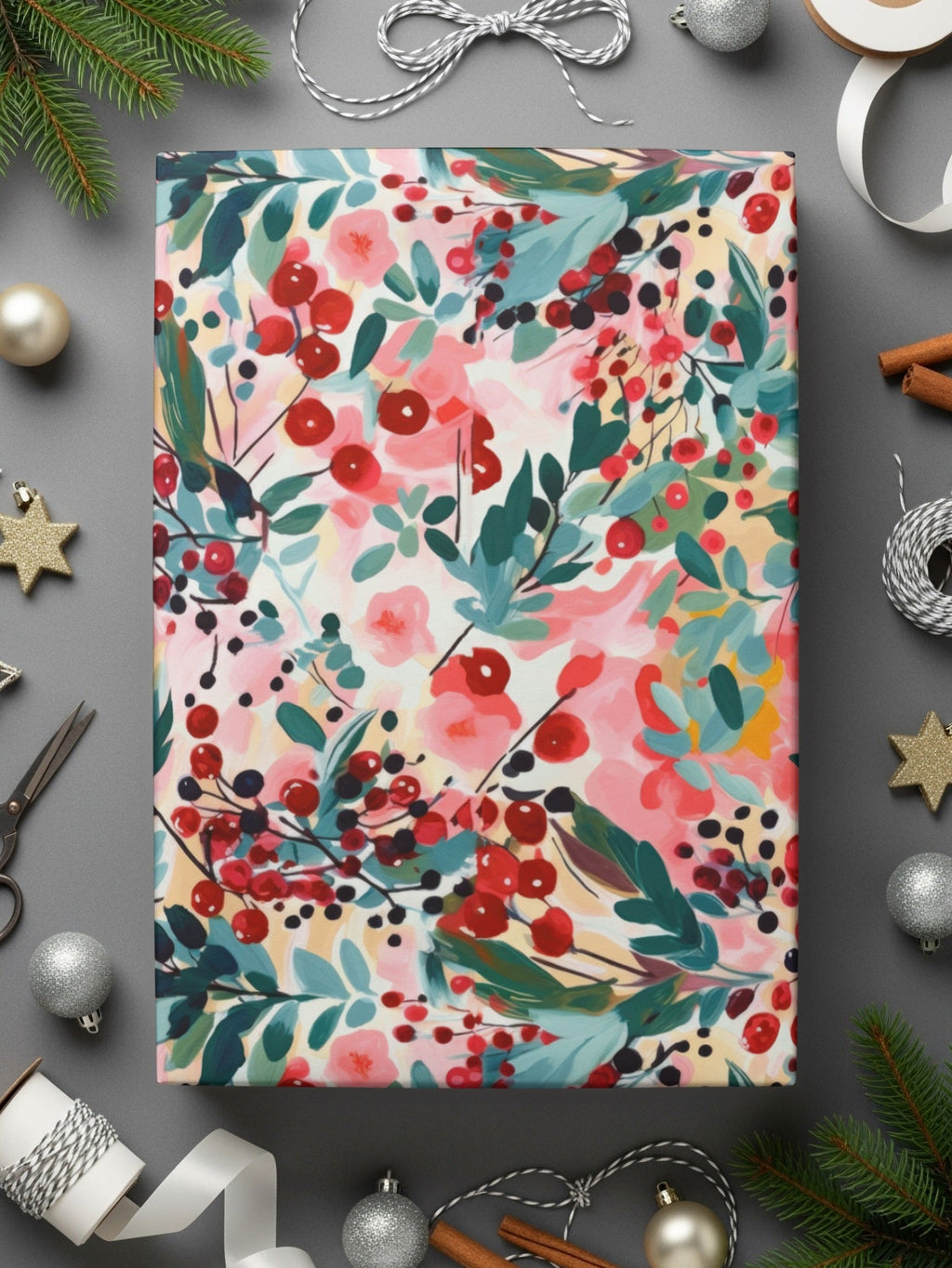 Floral Pattern Digital Paper, Berry Seamless Pattern, Autumn Digital Design, Botanical Art Print, Fabric Design, Digital Download - Moore and Mountain