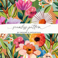 Floral Pattern Digital Paper, Botanical Clipart, Seamless Flower Background, Watercolor Art, Fabric Design, Scrapbook Paper, Digital - Moore and Mountain