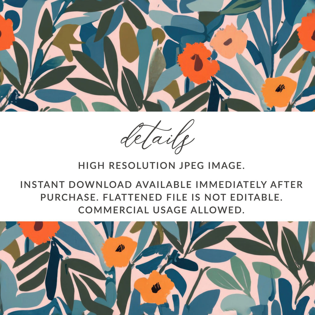 Floral Pattern Digital Paper, Modern Botanical Design, Seamless Flower Image, Scrapbook Paper, Fabric Design, Commercial Use Digital - Moore and Mountain